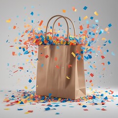 Dynamic High-speed Shot Kraft Paper Shopping Bag Bursting Colorful Paper