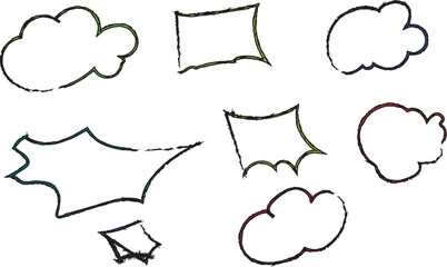 Hand Drawn Speech Bubble Set with Comic Dialogue and Thought Balloons Illustration