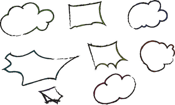 Hand Drawn Speech Bubble Set with Comic Dialogue and Thought Balloons Illustration