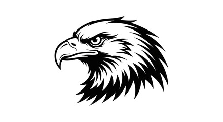 Modern Eagle Head Outline Logo On Black Background