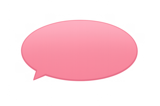 Pink oval speech bubble representing communication, social networking, and dialogue with a transparent background - Powered by Adobe