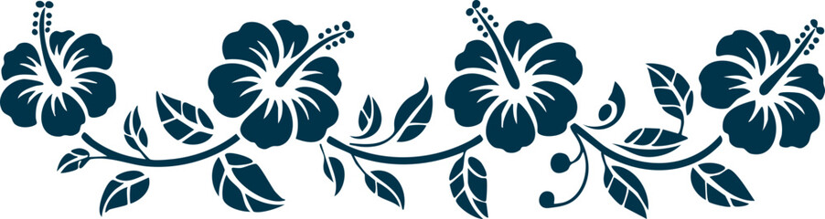 Botanical Hibiscus Scroll Border