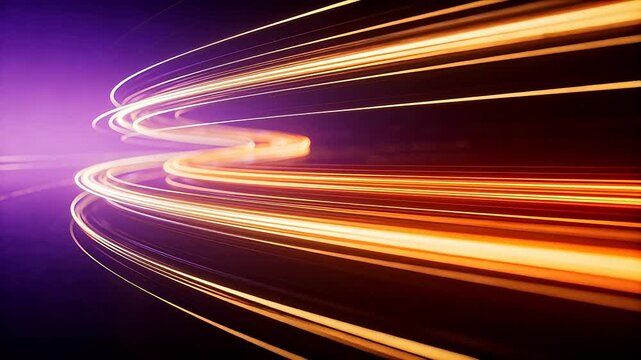 Abstract colorful light trails spiraling against dark background