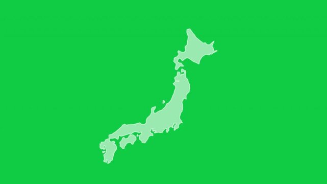Japan map glow outline animation green screen