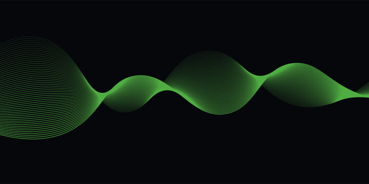 Dark Background with Smooth Green Curve Line Pattern for Futuristic, Elegant, and Tech-Inspired Design