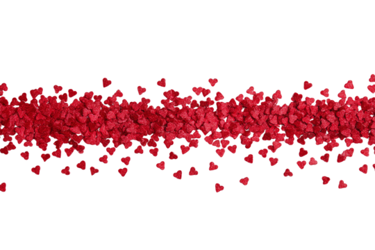 Scattered red hearts isolated on transparent background - Powered by Adobe