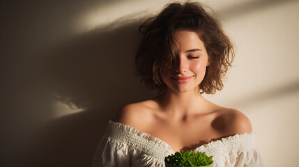 This image shows a gentle moment of care and growth, symbolized by a small potted plant and soft natural light.