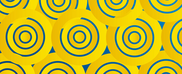 3D blue yellow abstract background overlap layer on bright space with circles shapes effect decoration. Modern graphic design element cutout style concept for web banner, flyer, card or brochure cover