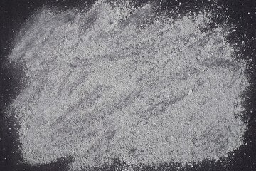 Ash Texture on Black, Top View, Ash Wednesday Background Concept