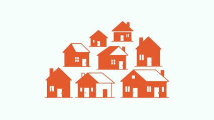 Modern orange houses in a suburban neighborhood setting