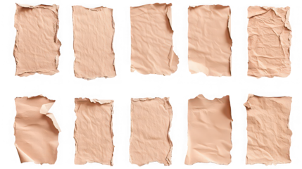 A collection of torn paper pieces on a black background for design and creative use