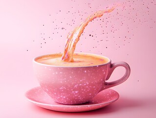 Fantasievolle Tasse mit magischem Farbschwall
