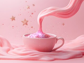 Fantasievolle Tasse mit magischem Farbschwall
