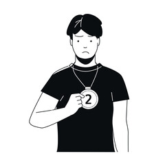 Second Place Medalist - Black and White Flat Design Illustration