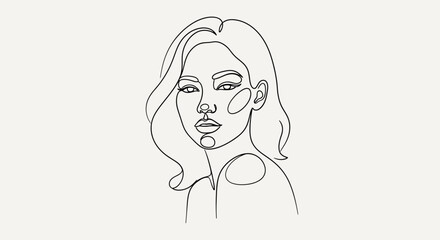 Simple Line Drawing of a Womans Face.