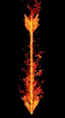 Fiery arrow of flames on black background