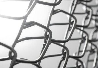 Close-up of a Chain Link Fence with Sunlight.