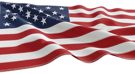 Obraz premium Waving american flag on white background