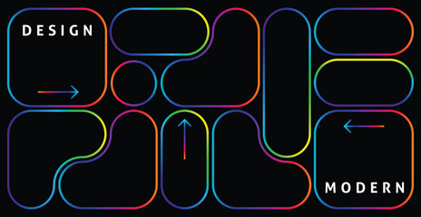 Abstract Y2K Vector with Blob Geometric Shapes. Flat Modern Pattern. Grid with Simple Frames.	