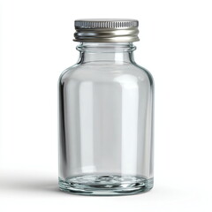 glass bottle with metal cap isolated white background clean packshot