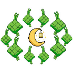 Islamic Ketupat Moon Decoration Pixel