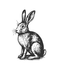 Obraz premium Rabbit animal black and white vintage engraving illustration