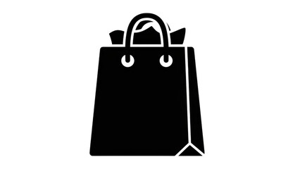 Minimalist White Outline Shopping Bag Icon On Black Background