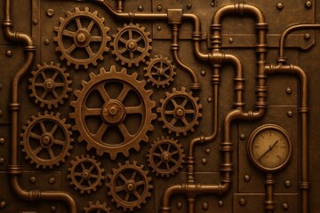 Obraz premium Intricate steampunk gears and pipes