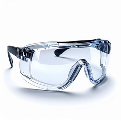 Clear Protective Safety Goggles With Transparent Lenses And Black Straps For Eye Protection On A White Background With Soft Shadows