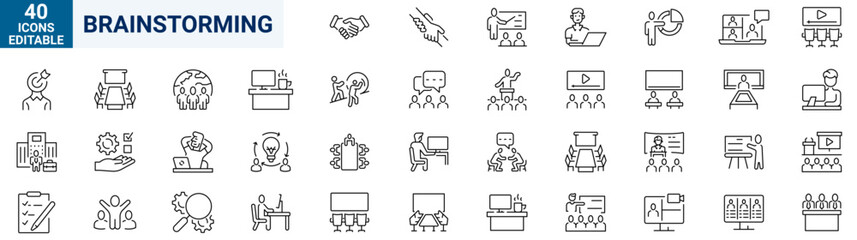 Brainstorming vector icon. teamwork, collaboration, discussion, problem solving and innovation. workshops, meetings, startups