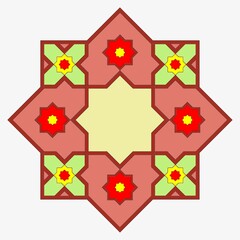 Decoro Stella a 8 punte elaborata. Colorata.