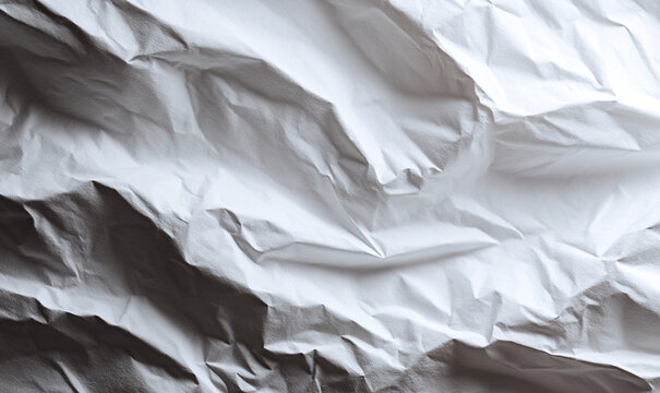 Crinkled White Paper Texture Background