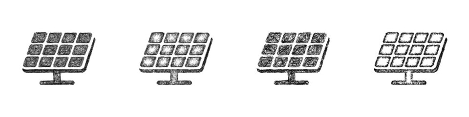 Sketch solar panel icon design set