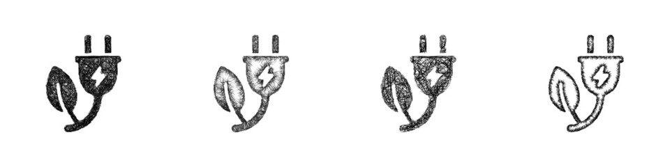 Sketch green electricity icon design set