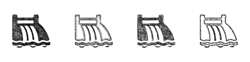 Sketch hydro power icon design set