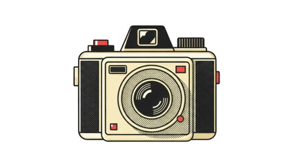 Retro Camera Illustration With Pop Art Style On Black