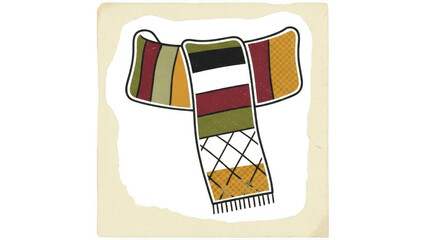 Retro Striped Winter Scarf Illustration With Distressed Texture