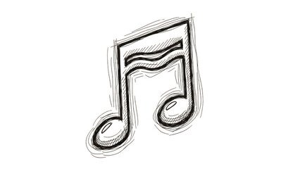 Stylized Glowing Music Note Outline On Black Background