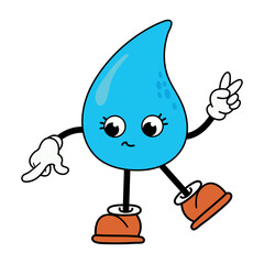 Obraz premium Cartoon Water Drop Character Dancing