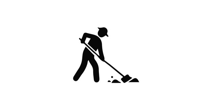 Animated Worker Digging Shovel Pictogram Minimalist Loop