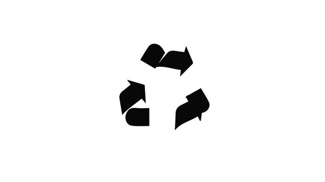 Minimalist Black Recycling Icon Loop Animation on White