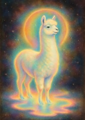 Obraz premium Mystical llama in cosmic glow.