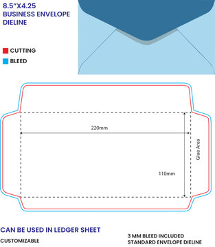 Professional Business Envelope Die Line & Realistic Mockup Template 