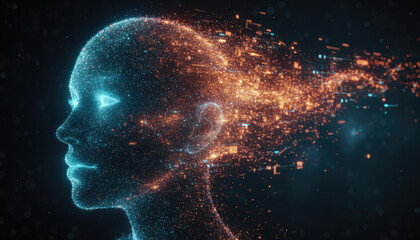 Obraz premium Digital Consciousness The Ethereal Emergence of Artificial Intelligence as Futuristic Mindscape