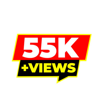 55K social milestone emblem, audience tracking icon, digital creator badge, media engagement symbol, content popularity label, broadcast success png