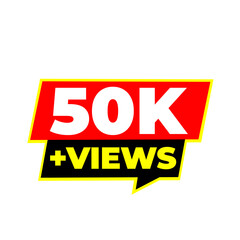 Fototapeta premium 50K audience celebration png, creator milestone sticker, viral growth icon, online reach badge, streaming counter mark