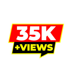 Fototapeta premium 35K engagement milestone sticker, social audience tracker, digital success badge, creator dashboard icon, streaming growth mark