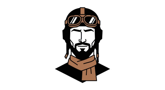 Aviator portrait illustration on white