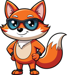 Obraz premium Smiling Fox Mascot Character Happy Animal Face Flat Design Vector Illustration