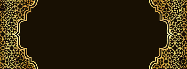 Luxury Islamic Gold Geometric Frame Background Ramadan Theme for Eid Banner and Invitation Design